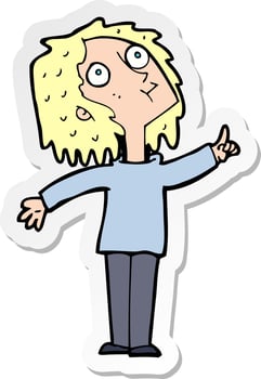 sticker of a cartoon curious woman vector