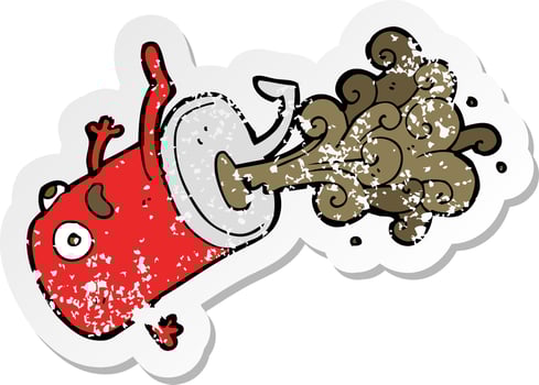 retro distressed sticker of a cartoon old drinks can vector