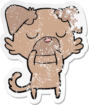distressed sticker of a cartoon dog vector