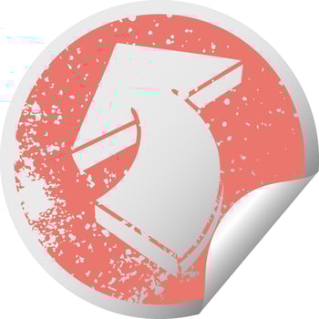 quirky distressed circular peeling sticker symbol arrow vector