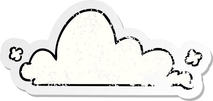 distressed sticker cartoon doodle of a white cloud vector