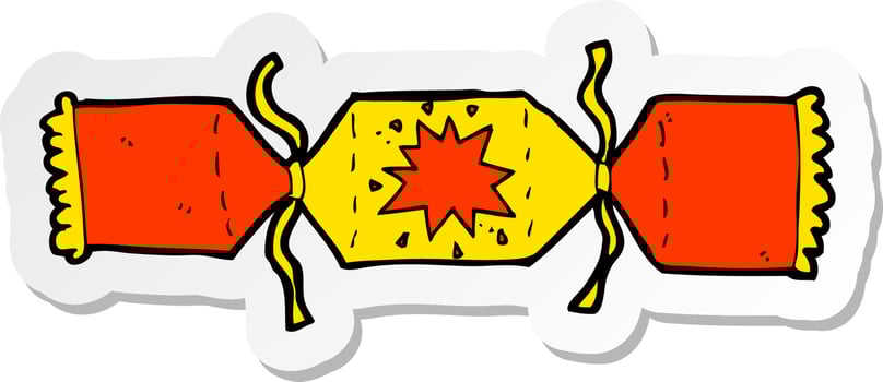 sticker of a cartoon christmas cracker vector