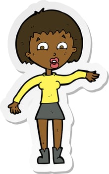 sticker of a cartoon surprised woman vector