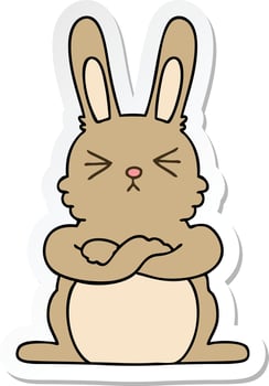 sticker of a quirky hand drawn cartoon rabbit vector