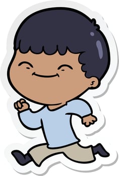 sticker of a cartoon happy boy vector