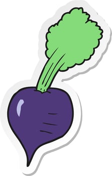 sticker of a cartoon beetroot vector