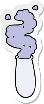 sticker of a cartoon science test tube vector