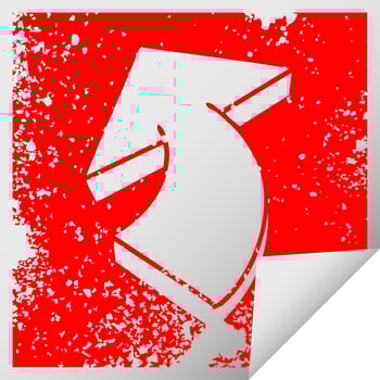 quirky distressed square peeling sticker symbol arrow vector