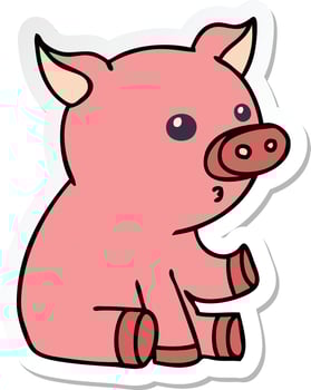 sticker of a quirky hand drawn cartoon pig vector