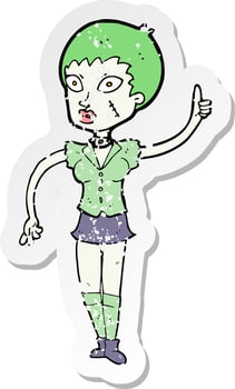 retro distressed sticker of a cartoon halloween girl vector