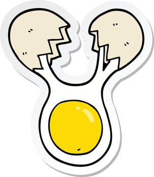 sticker of a cartoon cracked egg vector