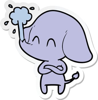 sticker of a cute cartoon elephant spouting water vector