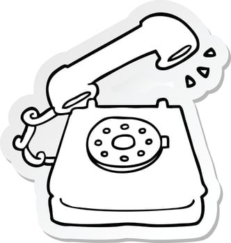sticker of a cartoon ringing telephone vector