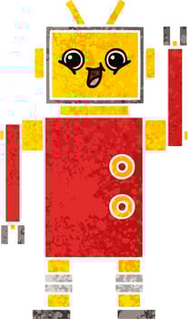 retro illustration style cartoon robot vector