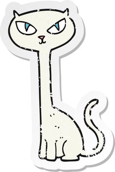 retro distressed sticker of a cartoon cat vector