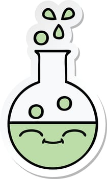 sticker of a cute cartoon test tube vector