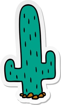 sticker cartoon doodle of a cactus vector