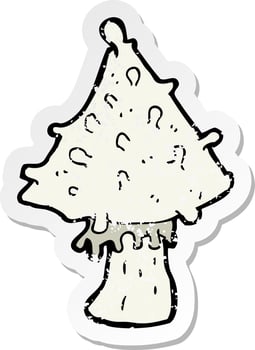 retro distressed sticker of a cartoon mushroom vector