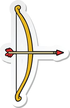 sticker of a cartoon bow and arrow vector
