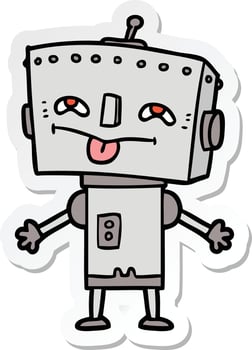 sticker of a cartoon robot vector