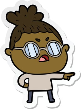 sticker of a cartoon annoyed woman vector