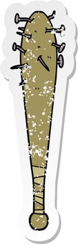 distressed sticker of a cartoon bat with nails in vector