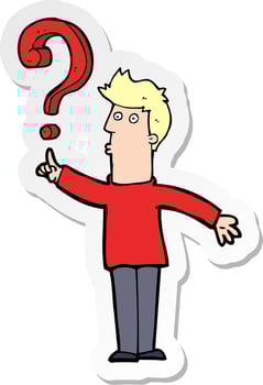 sticker of a cartoon man asking question vector