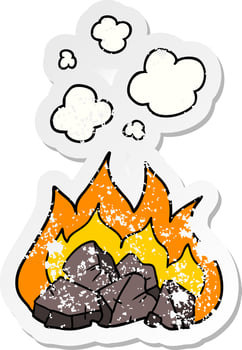 distressed sticker of a cartoon hot coals vector