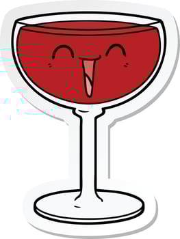 sticker of a cartoon glass of wine vector