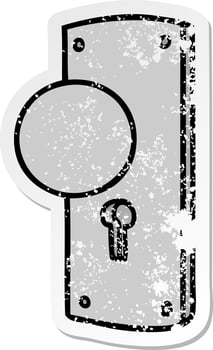 distressed sticker cartoon doodle of a door handle vector