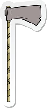 sticker of a cartoon medieval war axe vector