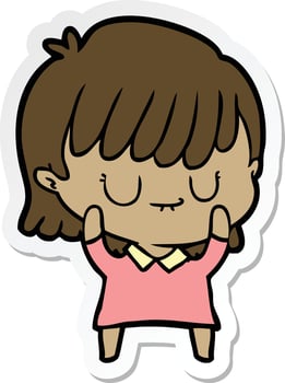 sticker of a cartoon woman vector