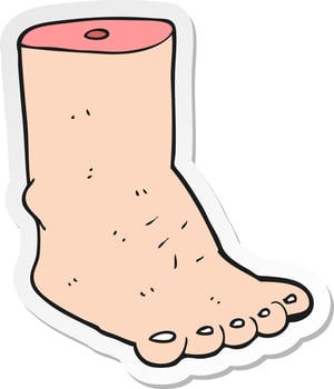 sticker of a cartoon foot vector