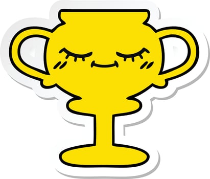 sticker of a cute cartoon trophy vector