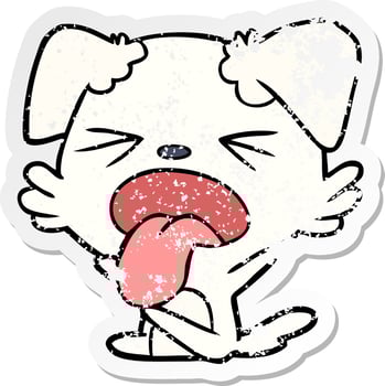distressed sticker of a cartoon dog throwing tantrum vector