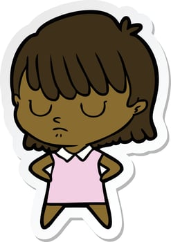 sticker of a cartoon woman vector