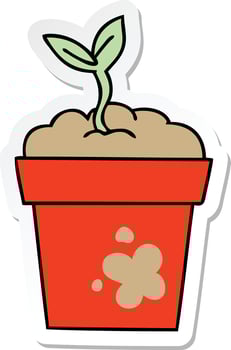 sticker of a quirky hand drawn cartoon seedling vector