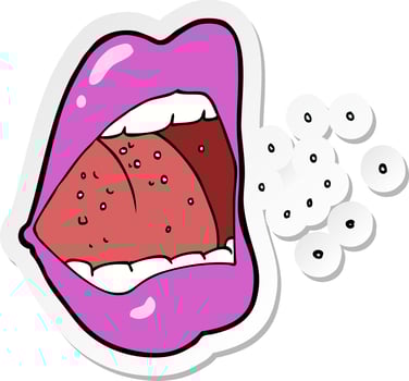 sticker of a cartoon sneezing mouth vector