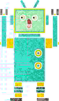 retro illustration style cartoon robot vector
