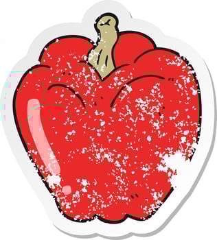distressed sticker of a cartoon pepper vector