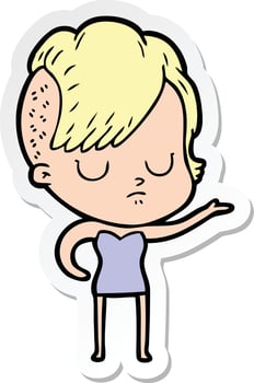 sticker of a cartoon woman vector