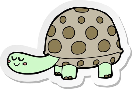 sticker of a cartoon tortoise vector
