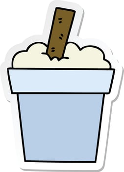 sticker of a quirky hand drawn cartoon ice cream pot vector