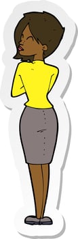 sticker of a cartoon businesswoman ignoring vector