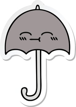 sticker of a cute cartoon umbrella vector