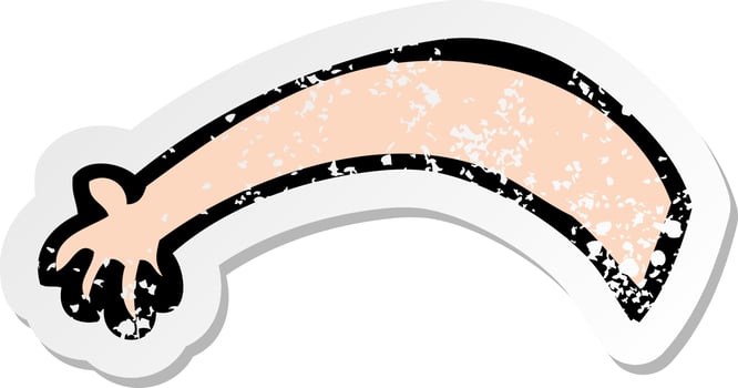 retro distressed sticker of a cartoon arm vector