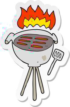 sticker of a cartoon barbecue vector