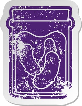 distressed old sticker jar of pickled gherkins vector