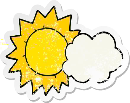 distressed sticker of a cartoon weather vector