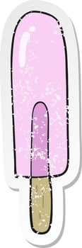 distressed sticker of a cartoon ice lolly vector